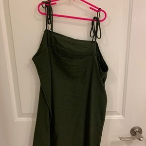 Urban outfitters olive green dress//tie straps